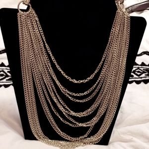 13 strand gold tone chain necklace
